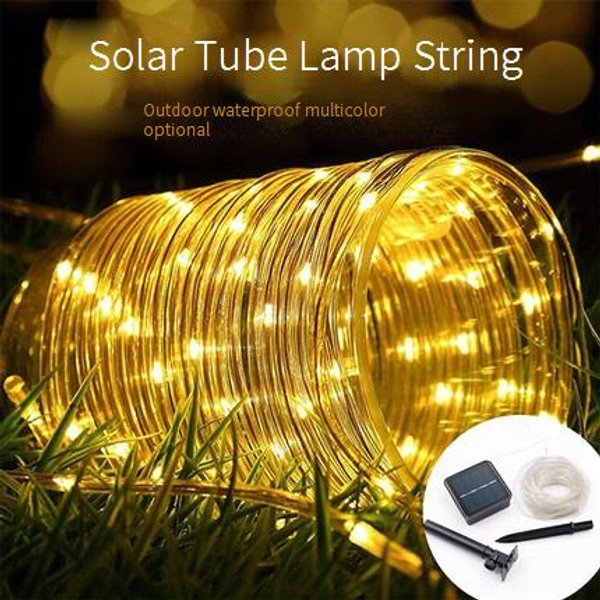Solar LED Tube String Lights - 8 Modes Waterproof Outdoor Decorative Lights For Garden, Patio, Christmas-image