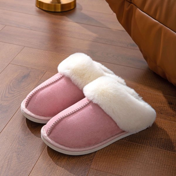 New Cotton Slippers Female Winter Woolen Mouth Home Non-Slip Warm Room With Wool Thickened Spring And Autumn Cotton Slippers-image