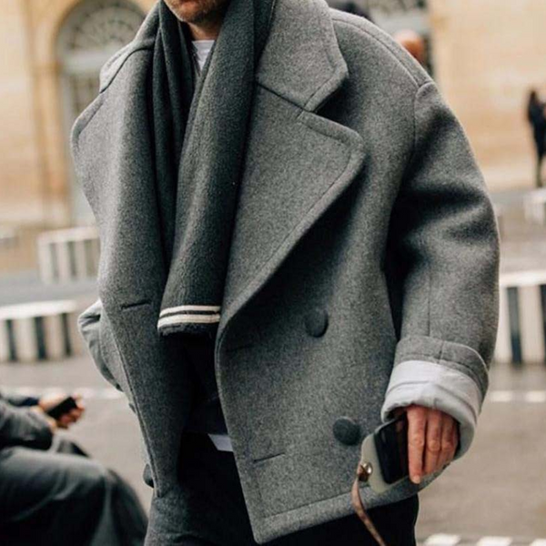 Men's Clothing Collar Woolen Coat Fall And Winter Street Fashion Short Shoulder-image