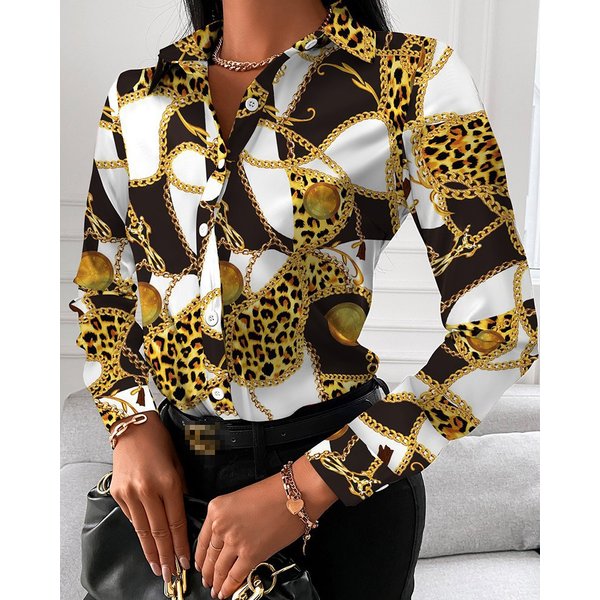 Women's spring and autumn shirts long-sleeved printed shirts