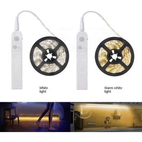 Bande Lumineuse LED 2835 Avec DéTecteur De Mouvement Pour Armoire - Basse Tension 5 V, Options éTanches Et Non éTanches, Blanc Chaud/Blanc Froid, Luminosité RéGlable-image