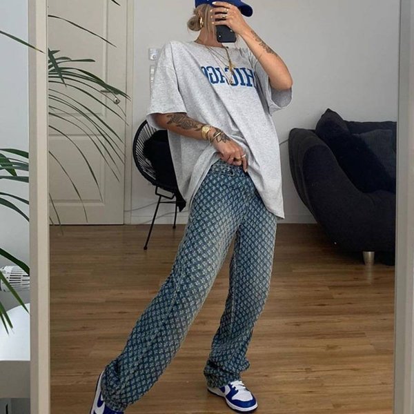 Cross Border Foreign Trade New Women's Pants Sexy Loose European And American Style Hole High Waist Wide Leg Trousers Casual Jeans-image
