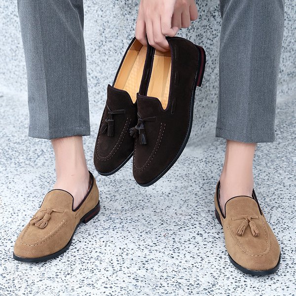 Men's slip-on bean shoes men's plus-size fringe loafers