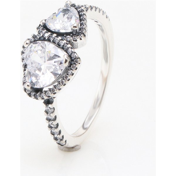 Women's Jewelry Shining Halo Heart Ring Elegant Double Heart Design Romantic Gift For Valentine's Day Gift For Women.-image