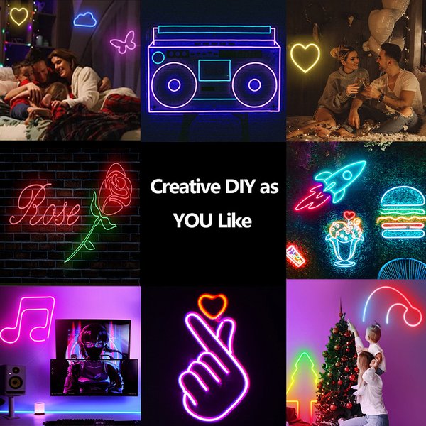 Lights & Lighting 10M Graffiti Wifi Bluetooth Colorful Silicone Light Belt Diy Shape Atmosphere Light-image