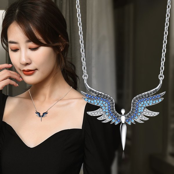 Factory Direct Titanium Steel Necklace Female Angel Wings Creative Wings Clavicle Chain Fashion Cross-Border Hot Selling Accessories Wholesale-image