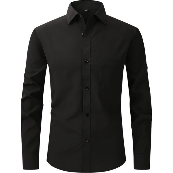 EU Size Four Sided Elastic Shirt Men's Business Casual Long Sleeve Shirt Professional Dress Shirt Men
