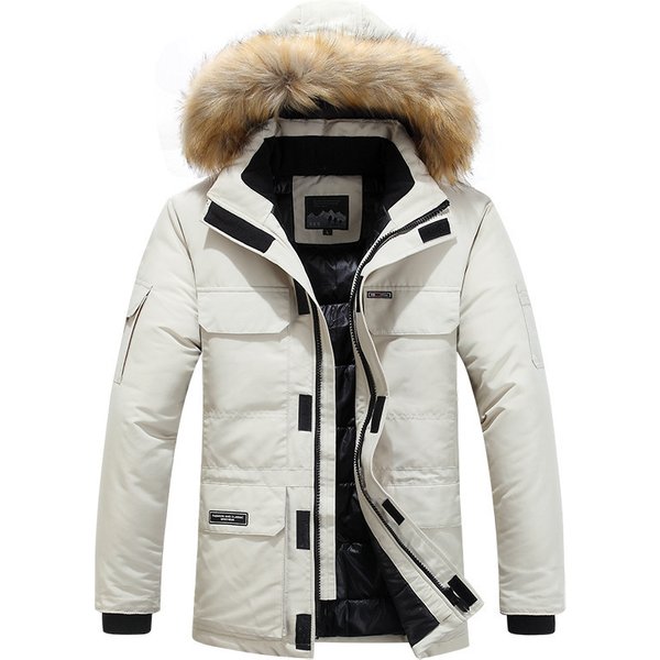 Men's Clothing Thickened Cotton Jacket Mid Length Men's Hooded Trendy Cotton Jacket-image