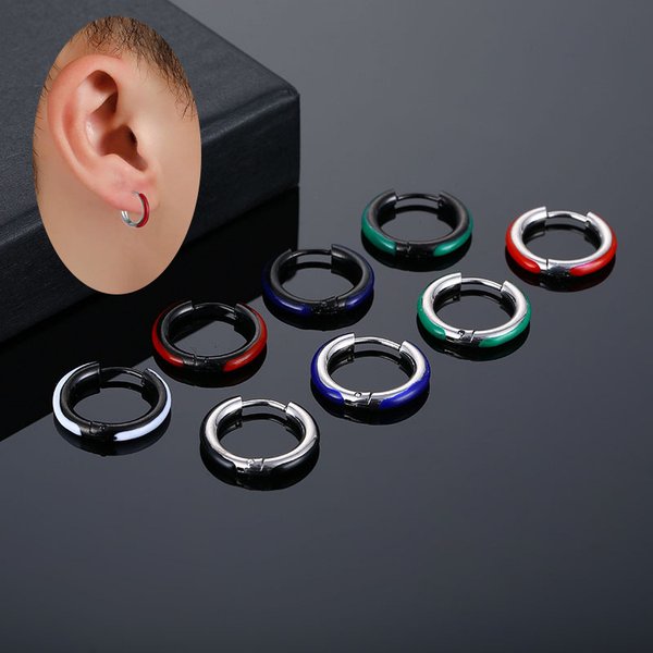 Titanium Steel Oil Dripping Coil Stainless Steel Earrings Trendy Jewelry Arc Shaped Smooth Titanium Steel Earrings Round Wire Earrings-image