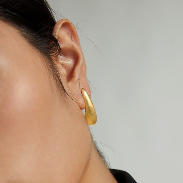 Stud Earrings Sterling Silver Frosted Water Drop Earrings Niche Minimalist Versatile Retro Elegant Jewelry Korean Style Ins Women's High-End-image