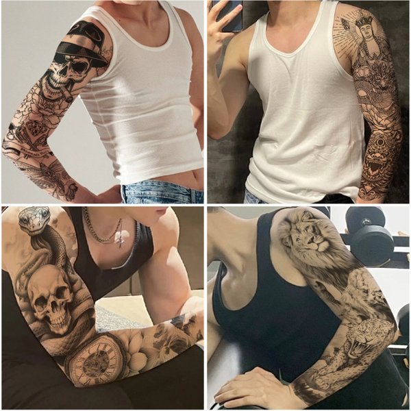 Body Art Long Flower Arm Tattoo Stickers Full Arm Waterproof Temporary Tattoo Spot Full Arm Tattoo Stickers-image
