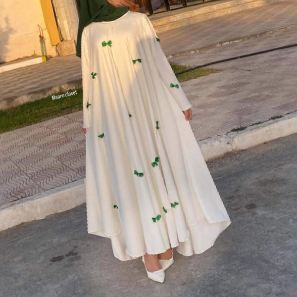 Butterfly-Sleeve Abaya Dress – Dubai Modest Fashion With Flared Cuffs | 3 Elegant Colors | One Size Fits Most-image
