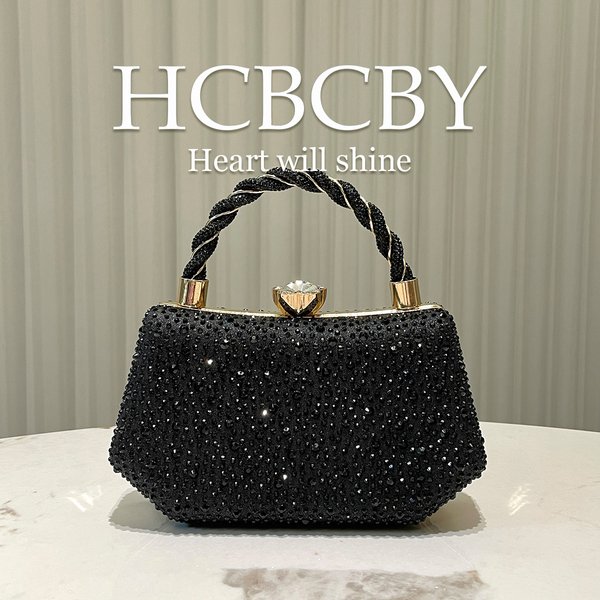 Black Shiny Double Sided Hot Diamond Rhinestone Clutch Bag Women's Fashionable And Elegant Evening Bag Handbag-image