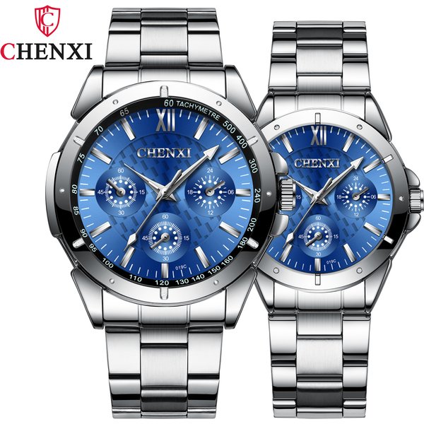 Lover's Watches Men's And Women's Decorative Three-eye Waterproof Quartz Watch Women's Watch Steel Strap Watch
