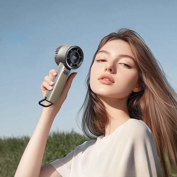 Fan Smart Digital Turbo Handheld Fan High Speed Cooling Portable & Powerful For Office Travel Outdoor Use-image