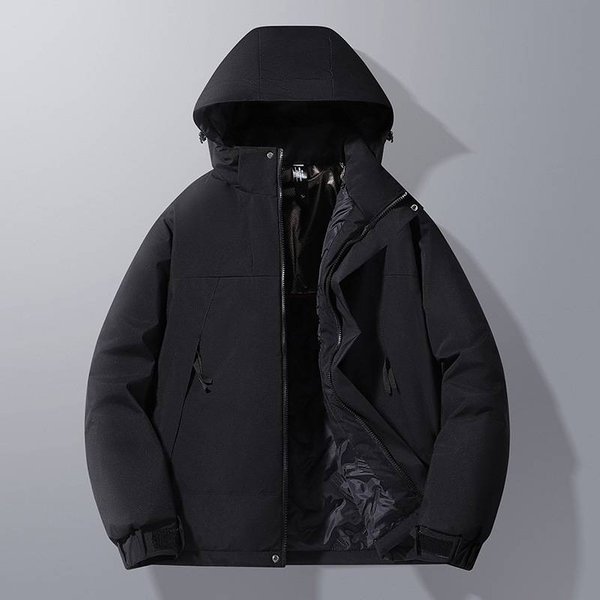 Men's Winter Hooded Puffer Jacket - Thickened Cotton Coat With Stylish Loose Fit For Casual Daily Wear (Black, Khaki, Beige)