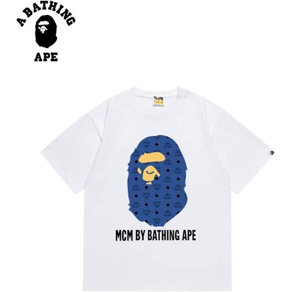 A BATHING APE BAPE-Men's And Women's Fashion Classic Ape Man Printed Cotton Round Neck Loose Versatile T-shirt