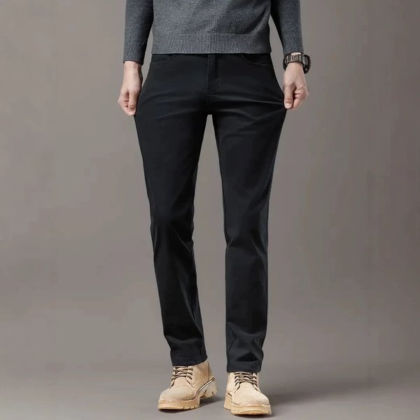 Men Slim Stretch Straight Chino Pants Business Casual Daily Trousers
