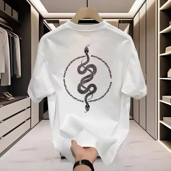 New Cotton Fashion Sense Printing Short-Sleeved T-Shirt Unisex Men Summer Tide Loose Hundred Tops-image