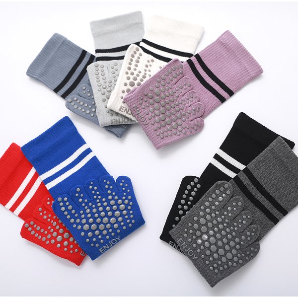 Premium Cotton Grip Toe Yoga Socks For Women & Men - Non-Slip Cushioned Sole, Breathable Mid-Calf Design For Pilates, Barre & Home Workouts-image