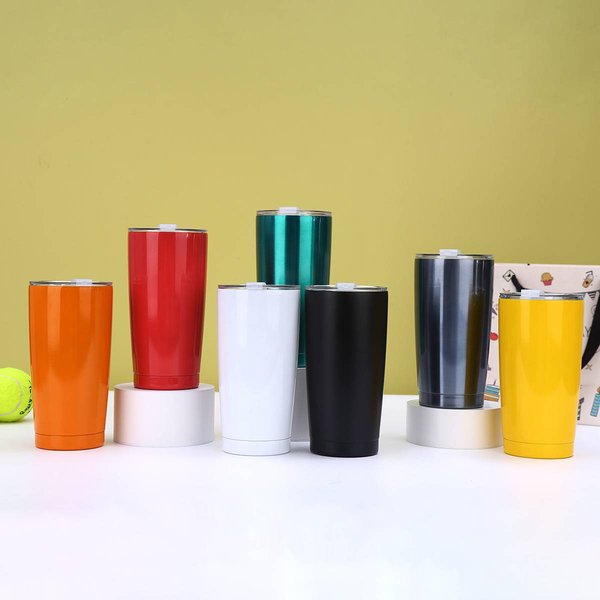 Inner Plastic Outer Steel Car Cup 20Oz Double Layer Insulated Coffee Cup Car Travel Cup-image
