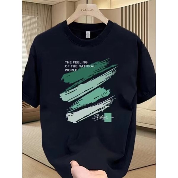 【DORAE】2026 Unisex T-shirt (100% Cotton) Black ("THE FEELING OF THE NATURAL WORLD" Print & Artistic Accent) – Casual Style For Friend Gathering