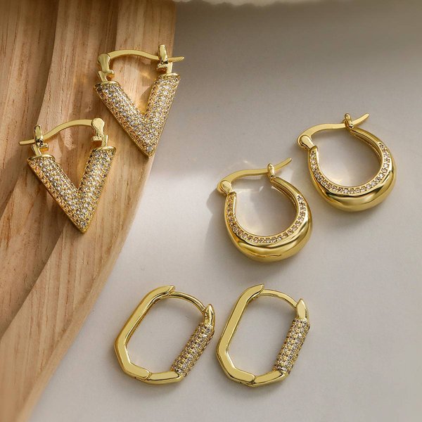 Designer Ins Style Fashion Exquisite Irregular Geometric Zircon Earrings For Women Europe And The United States Small Luxury Luxury High-End Earrings-image