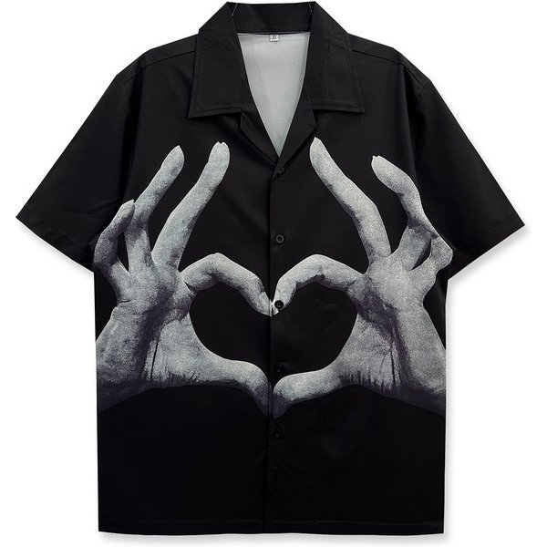 Men's Clothing European Size Trendy Brand Niche Korean Hip Hop Short Sleeved Printed Shirt Men's Beach Loose Casual Couple Shirt Women