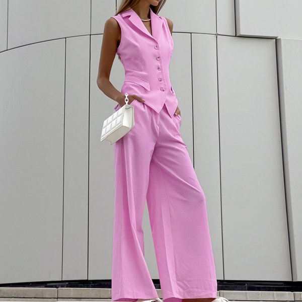 Women's Clothing Cotton And Linen Fashion Casual Suits Spring And Summer New High End Slim Vest Wide Leg Pants