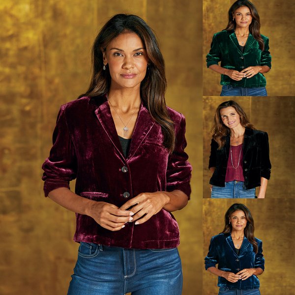 European And American Gold Velvet Short Tops For Women 2025 New Retro Coat Shirt Casual Jacket-image