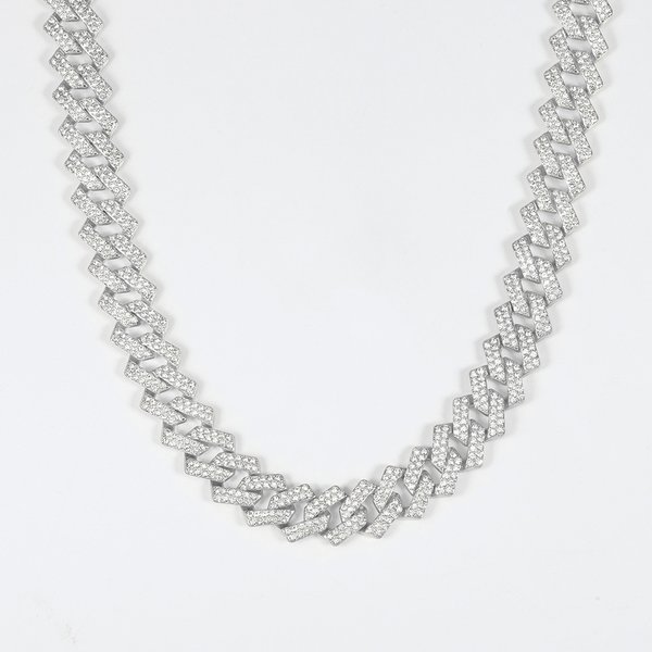 Source Manufacturer Trendy Cuban Chain Men's Hip-Hop Style Alloy Full Diamond Fashion Hot-Selling Necklace European And-image