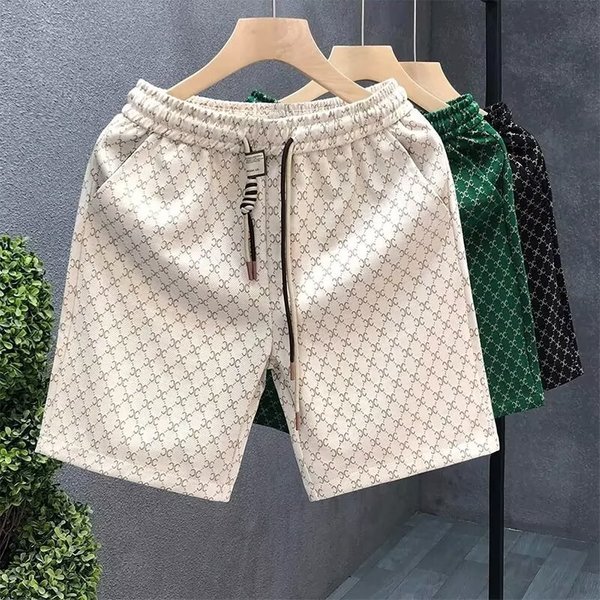 Men's Apricot Casual Shorts Loose Fit American Trendy Brand Teenager Sports Outerwear mid Waist Knee Length Drawstring