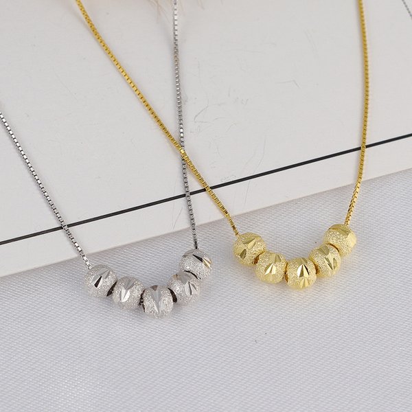 Korea Fashion Transfer Golden Beans Collar Necklace For Women Simple Beaded Pendant Necklace Stainless Steel Jewelry Collares-image