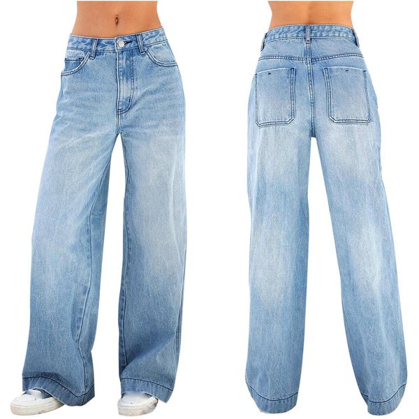 Women's Clothing High Waisted Loose Wide Leg Jeans-image
