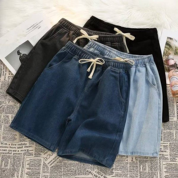 Men's Clothing Denim Shorts Men's Loose 5 Point Student Ins Fashion Brand Casual 5 Point Wide Leg Mid Length Pants-image