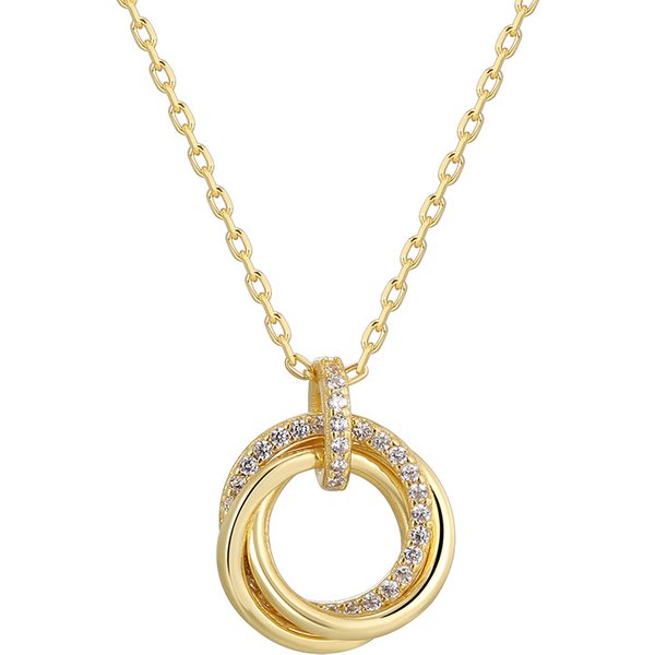 Women's Jewelry S925 Silver Three Ring Necklace Clavicle Chain Ins Style High Grade Sense Ring Niche Design Pendant