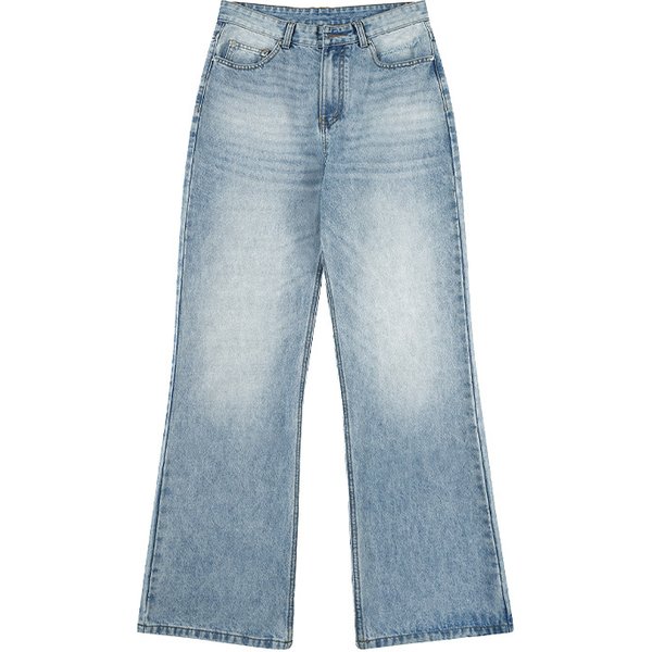 Men's Clothing High Street Light Blue Baggy Jeans Loose Flared Jeans For Men And Women Straight Slim And Versatile-image