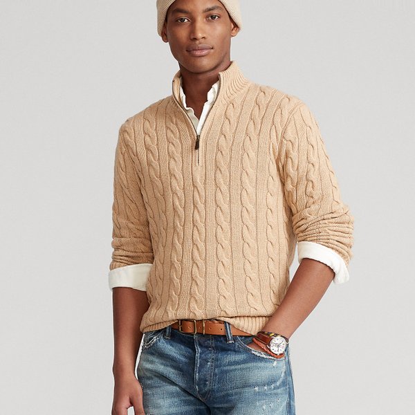 Men's Clothing New Autumn And Winter Men's Warm Thick Knit Turtleneck Sweater Men's Twisted Twist Half Turtleneck-image