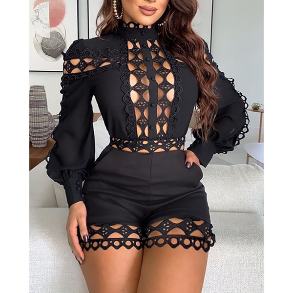 Women's Clothing Sexy Lace Spliced Jumpsuit