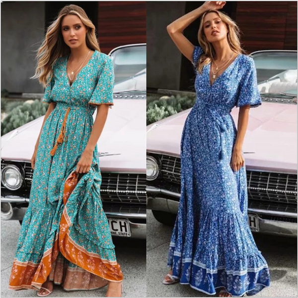 Women's Printed Dresses Bohemian Long Dresses Seaside Holiday Beach Dresses