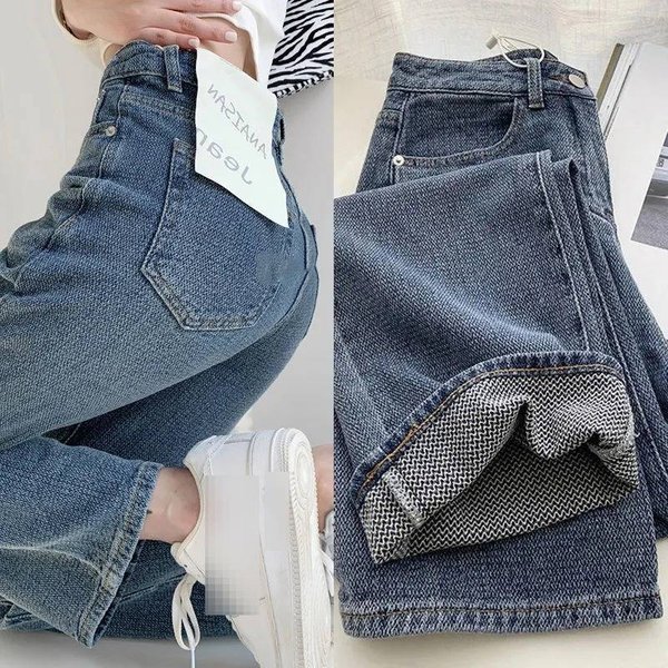 Women's Clothing Vintage High-Waisted Flare Jeans For Women - Stretchy Denim Wide-Leg Trousers With Comfort Fit, Retro Blue-image