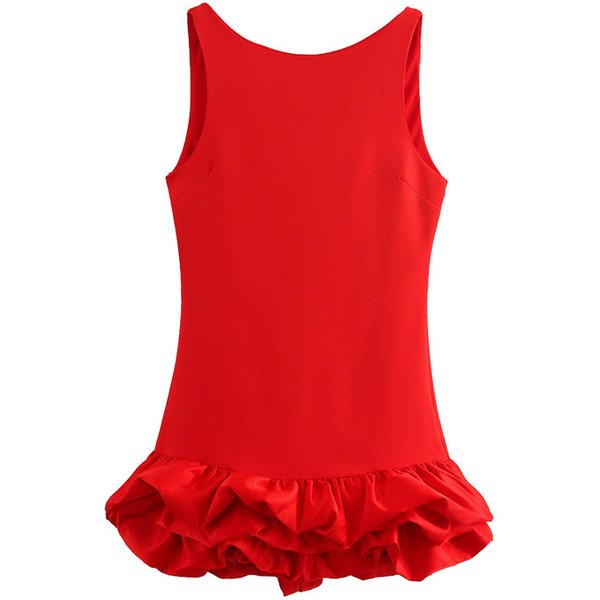 Women's Clothing Style Fashion White Sleeveless Short Ruffle Dress