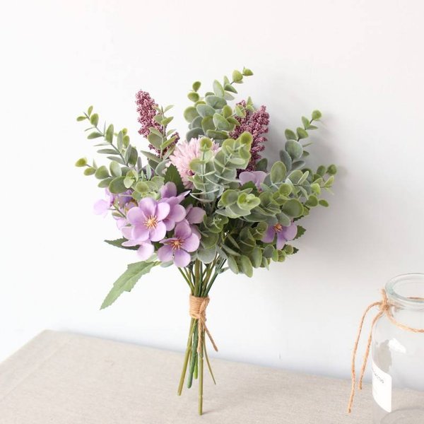 Decorative Wall Hanging Fanmeng Home Furnishing Manufacturer Designed Wedding Bouquet Simulated Flower Wall Decoration Cross-Border CF01094-image