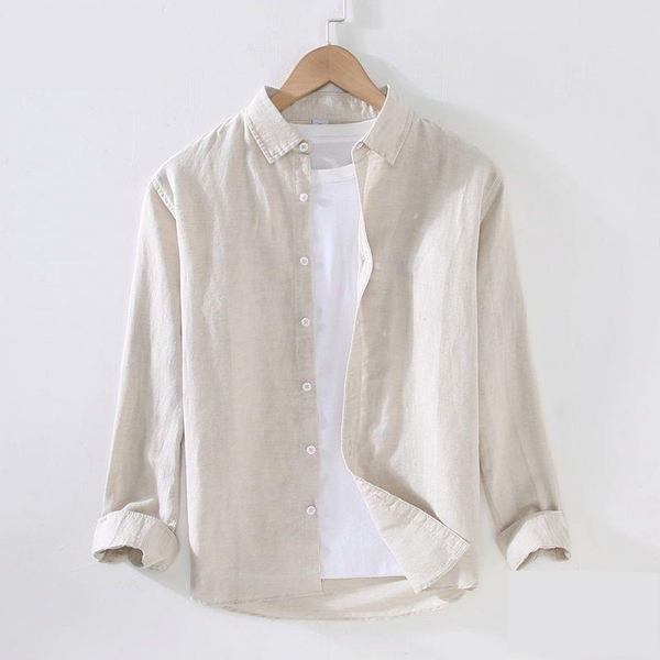 Chemise à Manches Longues En Lin LéGer Pour Homme - MéLange De Coton Et De Lin Respirant, Coupe Slim DéContractéE, Confortable Et éLéGante Pour Le Printemps Et L'éTé-image