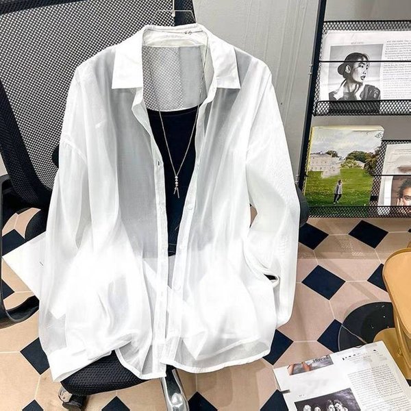 Women's Clothing Design Sense Fashion Chiffon Shirt Summer Thin Breathable Sun Protection Clothing Loose Versatile Tops-image