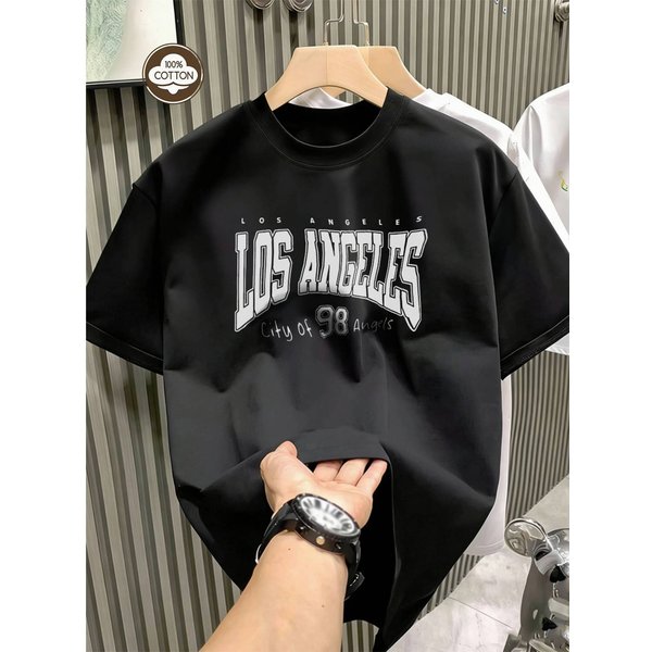 Men's Los Angeles Minimalist 100% Cotton T-Shirt Soft Cotton Los Angeles Graphic Crew Neck T-Shirt-image