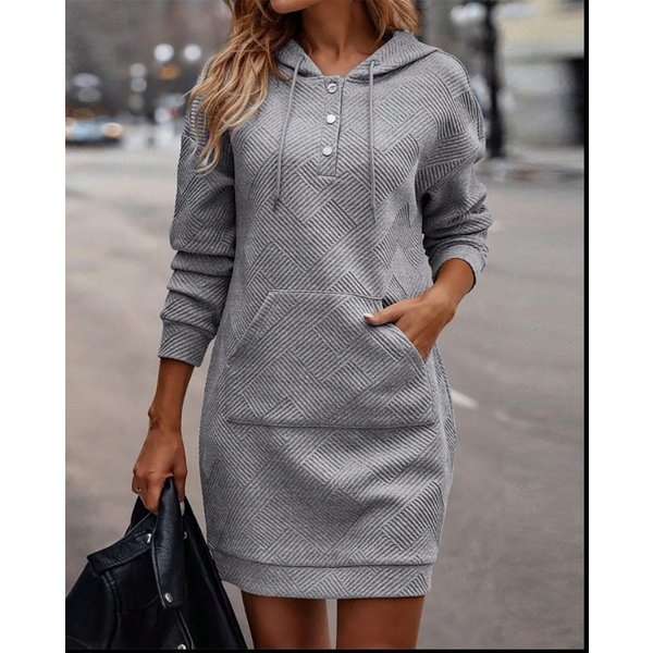 Women's Clothing Hot Selling Casual Fashion Women's Plaid Mid-Length Hooded Sweatshirt-image