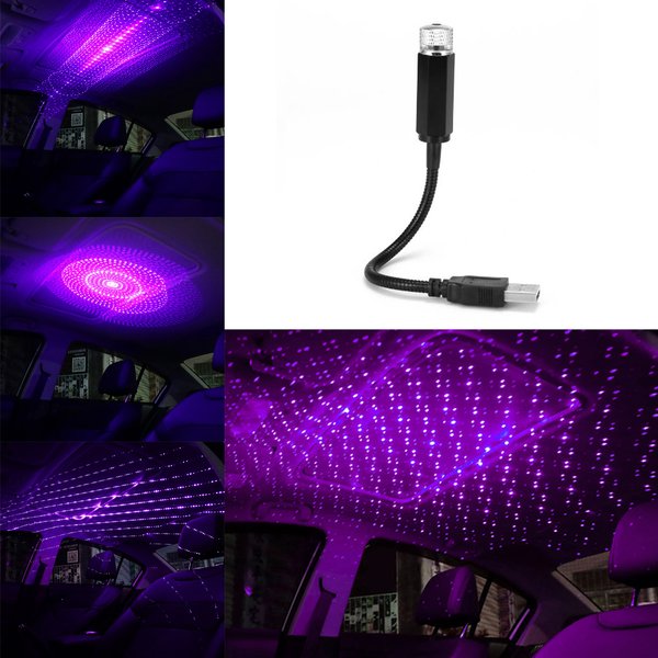 Ambient Star Light Starry Usb Metal Modified Roof Interior Decor Lamp Projector For Car-image