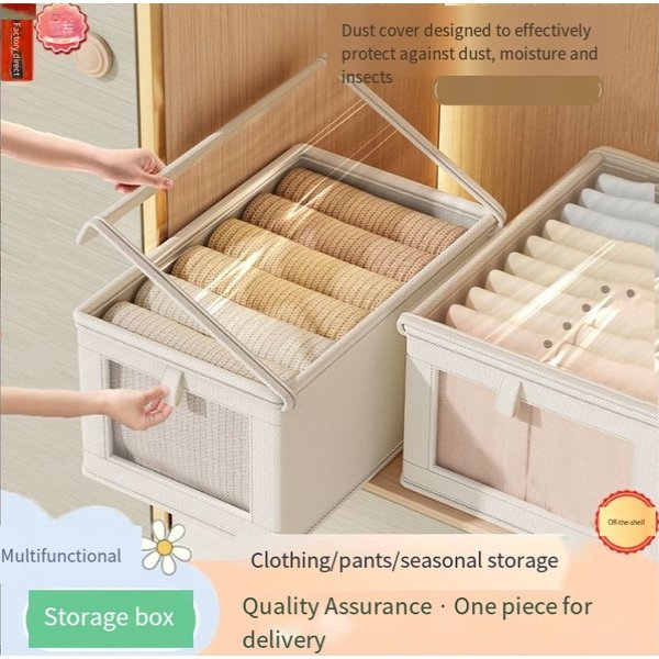 Window Clothes Storage Box Home Wardrobe Layering Organization Artifact Foldable Cover Thick Dustproof Storage Box-image