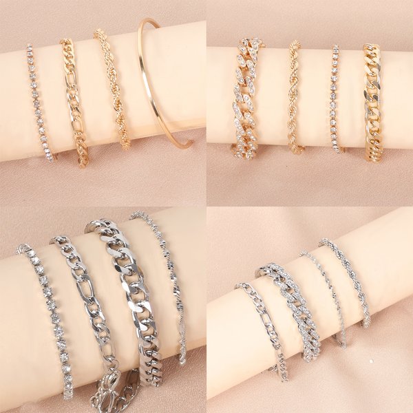 Metal Cuban Chain Hip-Hop Bracelet Ins Style Unique Niche Design Minimalist Jewelry Set